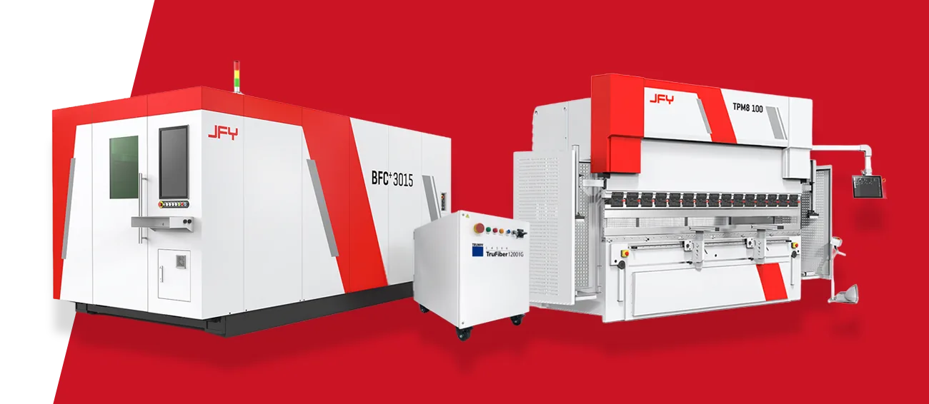 JFY BFC+ 3015 Faserlaser und TPM8 100 Abkantpresse